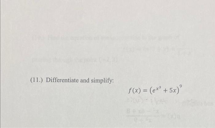 11 Differentiate And Simplify F X Ex 5x 1