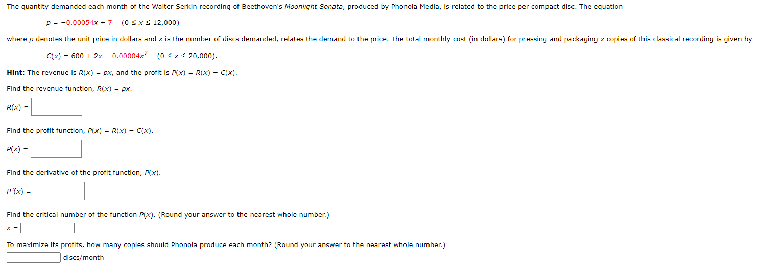 The Quantity Demanded Each Month Of The Walter Serkin Recording Of Beethoven S Moonlight Sonata Produced By Phonola Med 1