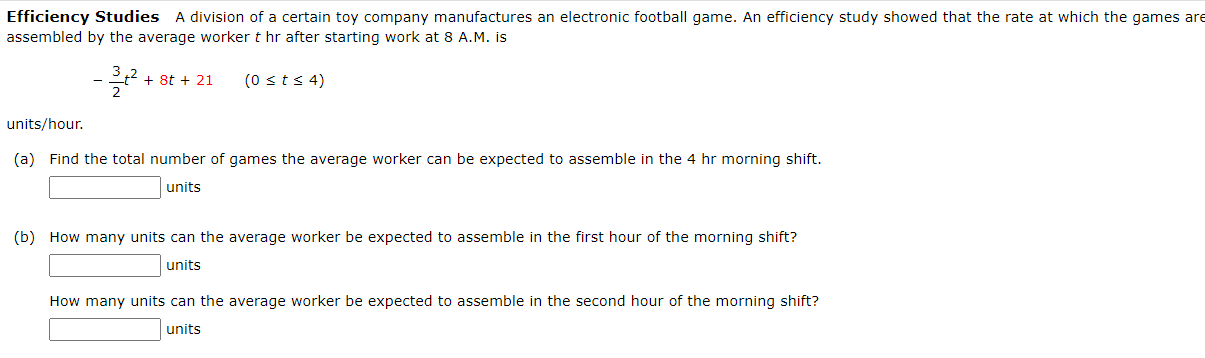 Efficiency Studies A Division Of A Certain Toy Company Manufactures An Electronic Football Game An Efficiency Study Sho 1