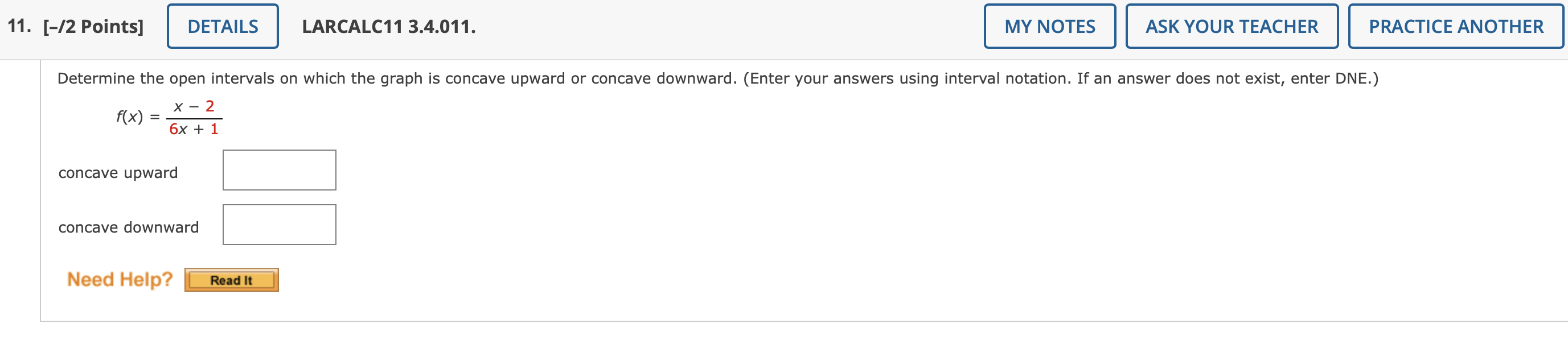 11 2 Points Details F X Concave Upward Determine The Open Intervals On Which The Graph Is Concave Upward Or Conc 1