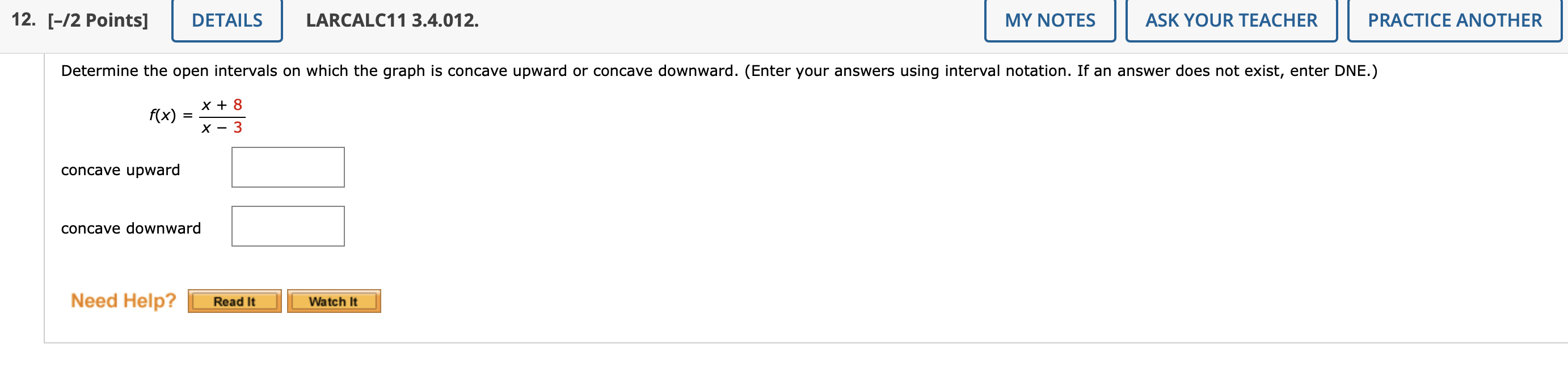 12 2 Points F X Concave Upward Details Need Help Determine The Open Intervals On Which The Graph Is Concave Upw 1
