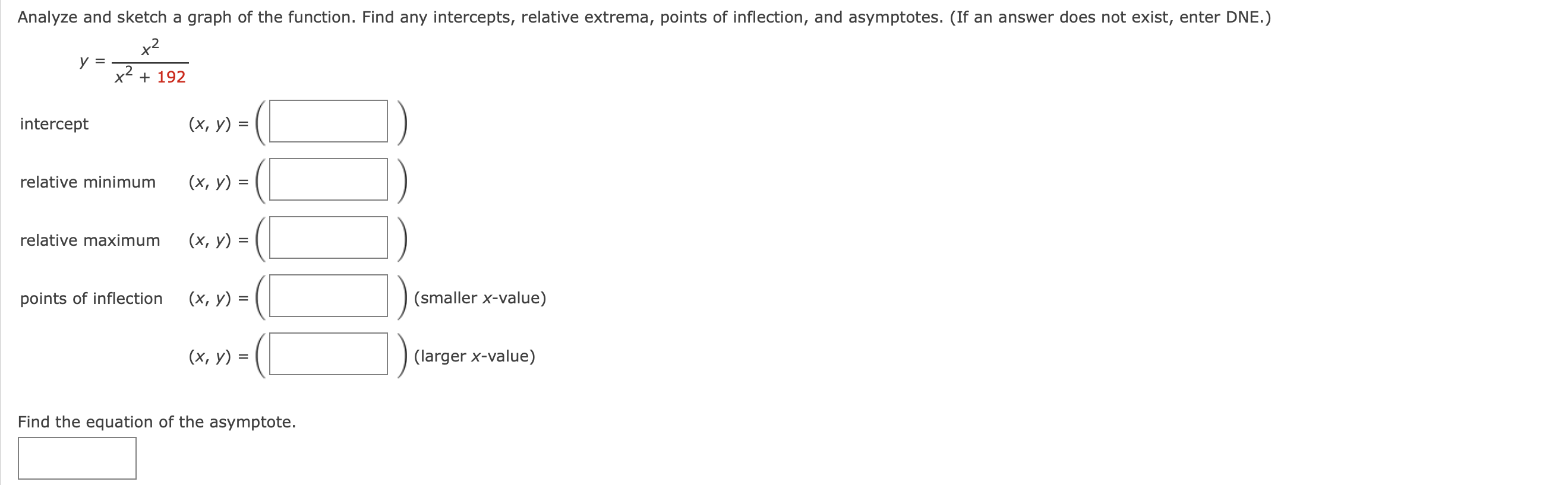 Analyze And Sketch A Graph Of The Function Find Any Intercepts Relative Extrema Points Of Inflection And Asymptotes 1