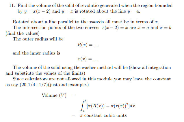 11 Find The Volume Of The Solid Of Revolutio Generated When The Region Bounded By Y X X 2 And Y X Is Rotated Abo 1