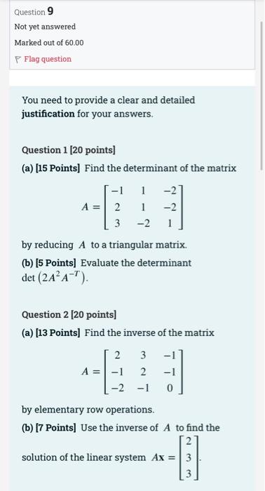 Question 3 20 Points A 15 Points Use The Gaussian Method To Solve The Linear System 3x 2y Z 3 X 2y3z 2 3