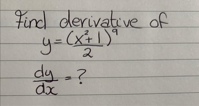 Find Derivative Of Y X 1 Dy 2 1
