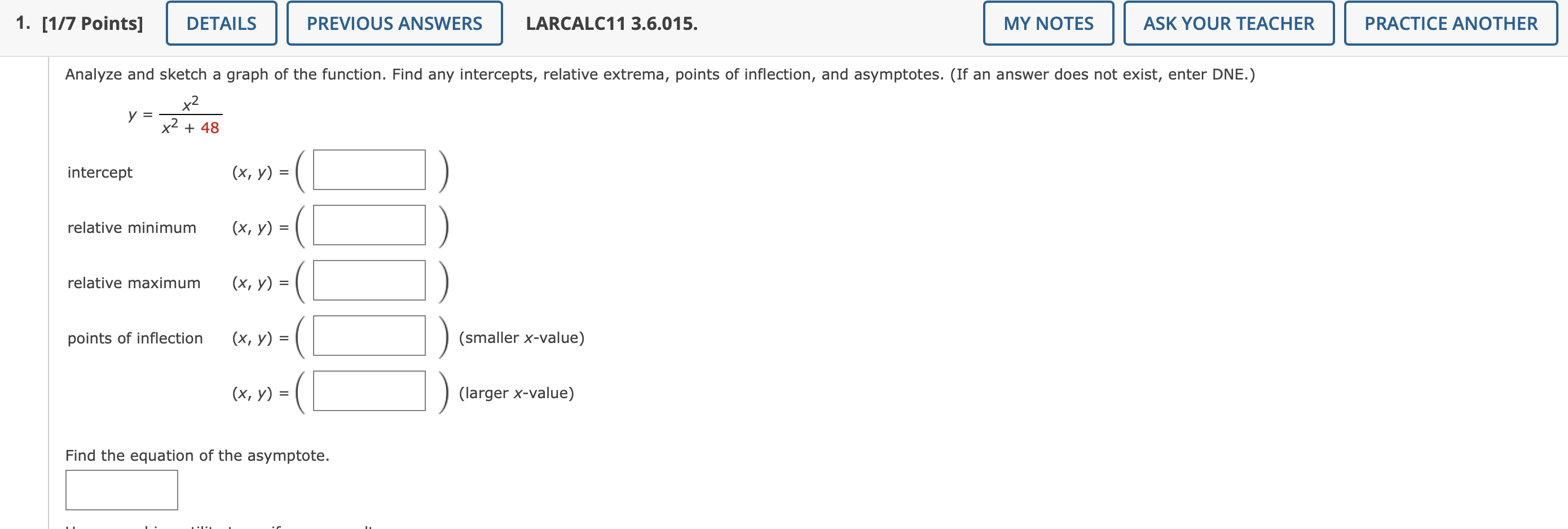 1 1 7 Points Details Intercept Relative Minimum Relative Maximum Analyze And Sketch A Graph Of The Function Find Any 1