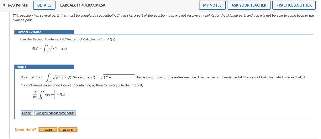 Details Larcalc11 4 4 077 Mi Sa This Question Has Several Parts That Must Be Completed Sequentially If You Skip A Part 1