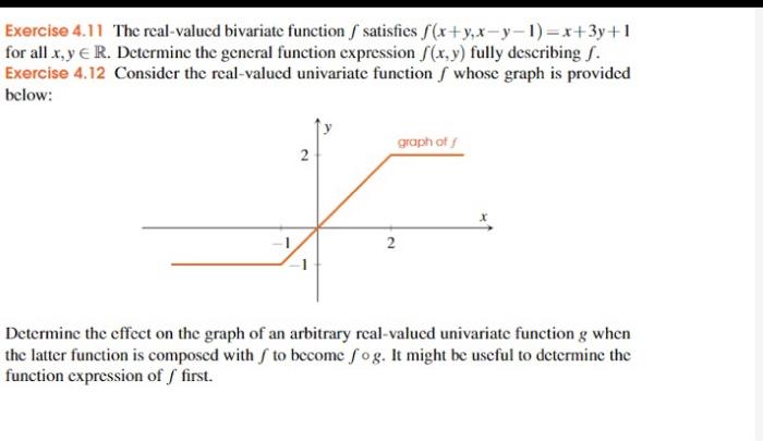 Exercise 4 11 The Real Valued Bivariate Function F Satisfies F X Y X Y 1 X 3y 1 For All X Y R Determine The General 1