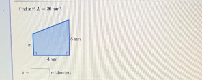 Find Z If A 26 Mm H H 11 4 Mm 8 Mm Millimeters 1