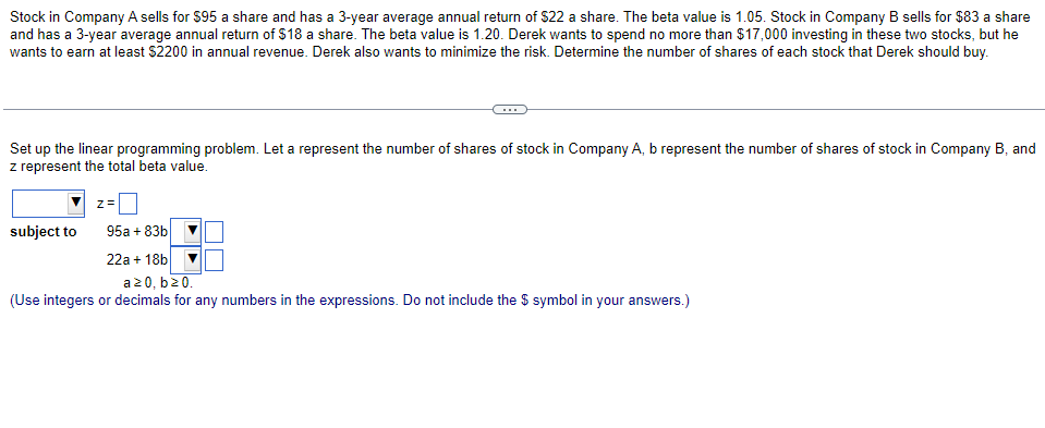 Stock In Company A Sells For 95 A Share And Has A 3 Year Average Annual Return Of 22 A Share The Beta Value Is 1 05 1