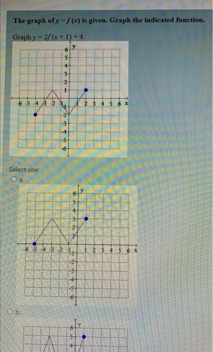 The Graph Of Y F X Is Given Graph The Indicated Function Graph Y 2f X 1 4 Select One O A 6 5 4 3 2 B 2 6543 1