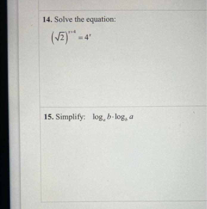 14 Solve The Equation 2 4 15 Simplify Log Blog A 1