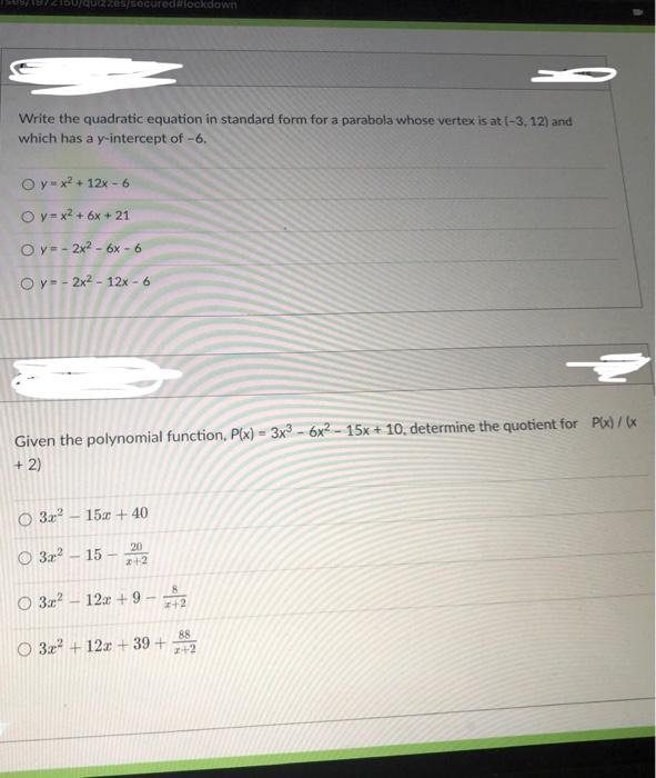 Secured Flockdown Write The Quadratic Equation In Standard Form For A Parabola Whose Vertex Is At 3 12 And Which Ha 1
