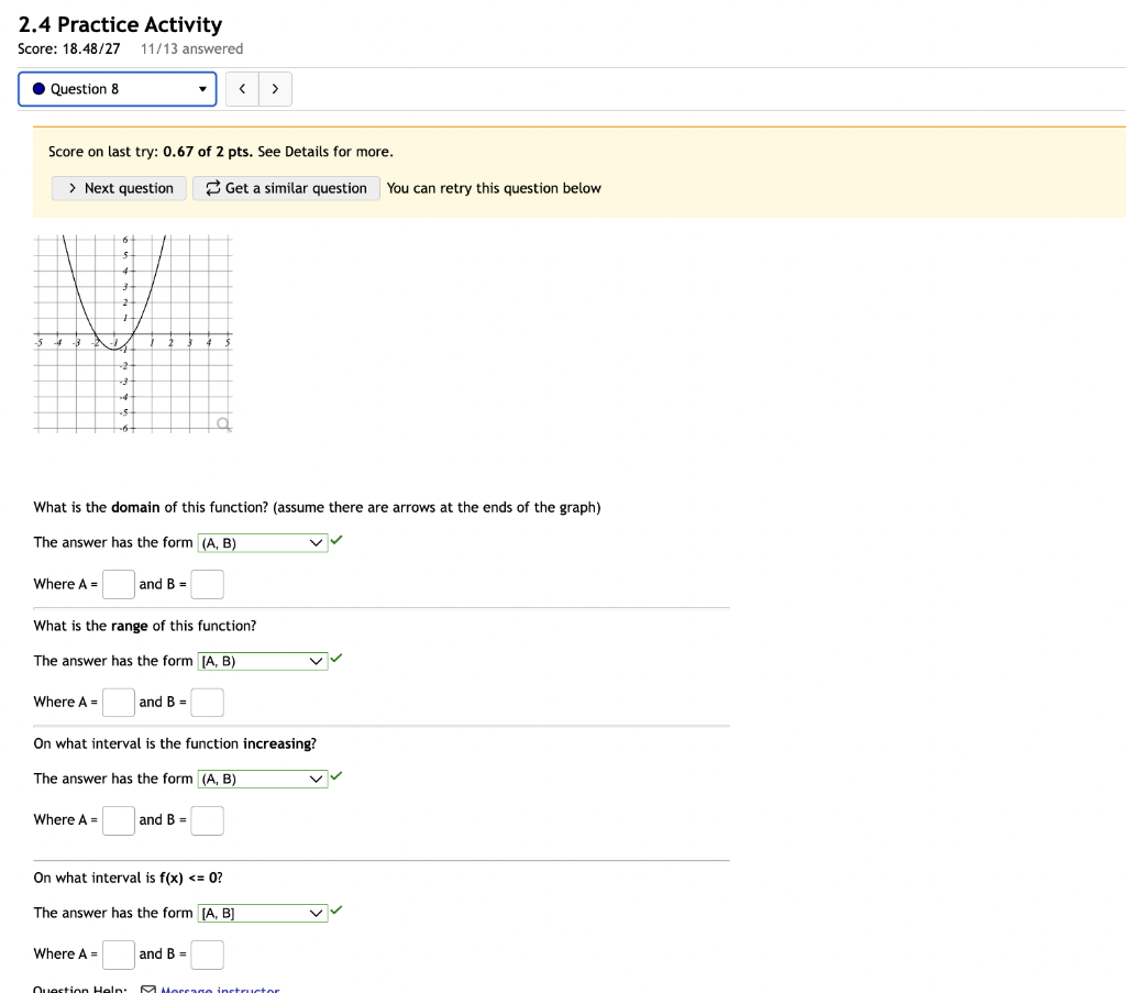 2 4 Practice Activity Score 18 48 27 11 13 Answered Question 8 Score On Last Try 0 67 Of 2 Pts See Details For More 1