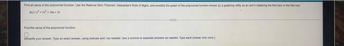 Finder Of The Malfunction Use The Anal Za Theorem Descartes Rods Of Signs And Ly The Graph Of The Polynomial Function 1