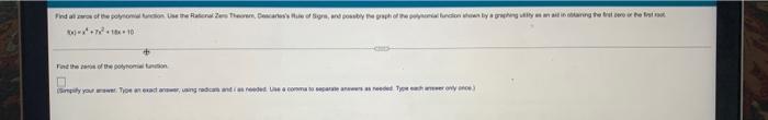 Finder Of The Malfunction Use The Anal Za Theorem Descartes Rods Of Signs And Ly The Graph Of The Polynomial Function 2