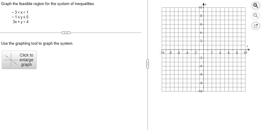 Graph The Feasible Region For The System Of Inequalities 3 X 1 1 Y 5 3x Y 4 Use The Graphing Tool To Graph The Syste 1