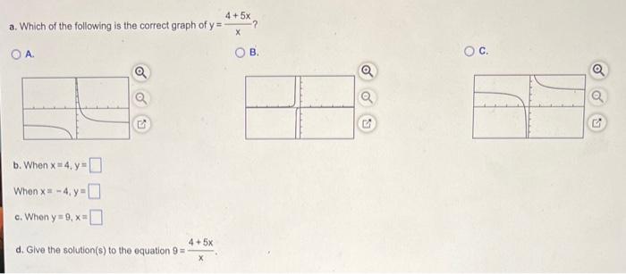A Graphy X On The Window 10 10 By 10 10 B Use The Graph To Find Y When X4 And When X 4 C Use The Graph To Find 4