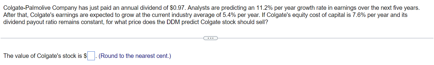 Colgate Palmolive Company Has Just Paid An Annual Dividend Of 0 97 Analysts Are Predicting An 11 2 Per Year Growth Ra 1