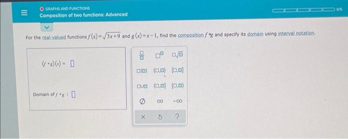 O Graphs And Functions Composition Of Two Functions Advanced For The Real Valued Functions F X 3x 9 And G X X 1 Fi 1