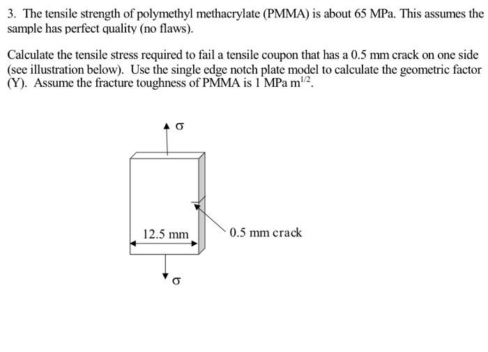 3 The Tensile Strength Of Polymethyl Methacrylate Pmma Is About 65 Mpa This Assumes The Sample Has Perfect Quality 1