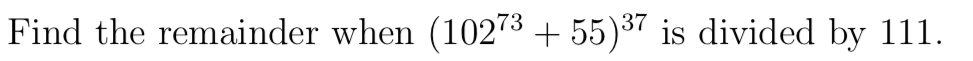 Find The Remainder When 10273 55 7 Is Divided By 111 1