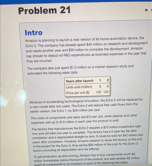 Problem 21 Intro Amazon Is Planning To Launch A New Version Of Its Home Automation Device The Echo 2 The Company Has A 1