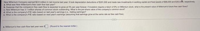 New Milenium Company Earned 32 6 Million In Net Income Last Year It Took Depreciation Dedictions Of 201 000 And Made N 1