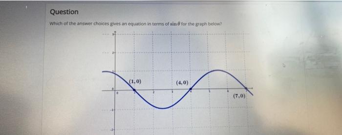 Question Which Of The Answer Choices Gives An Equation In Terms Of Sin For The Graph Below 1 0 4 0 7 0 Select Th 1