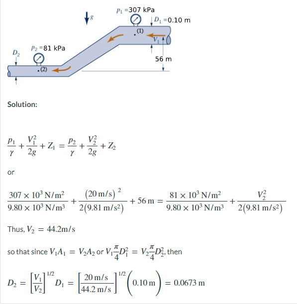 Bernoulli Continuity Water Flows Steadily Through The Pipe Shown In The Figure Below Such That The Pressures At Sectio 1
