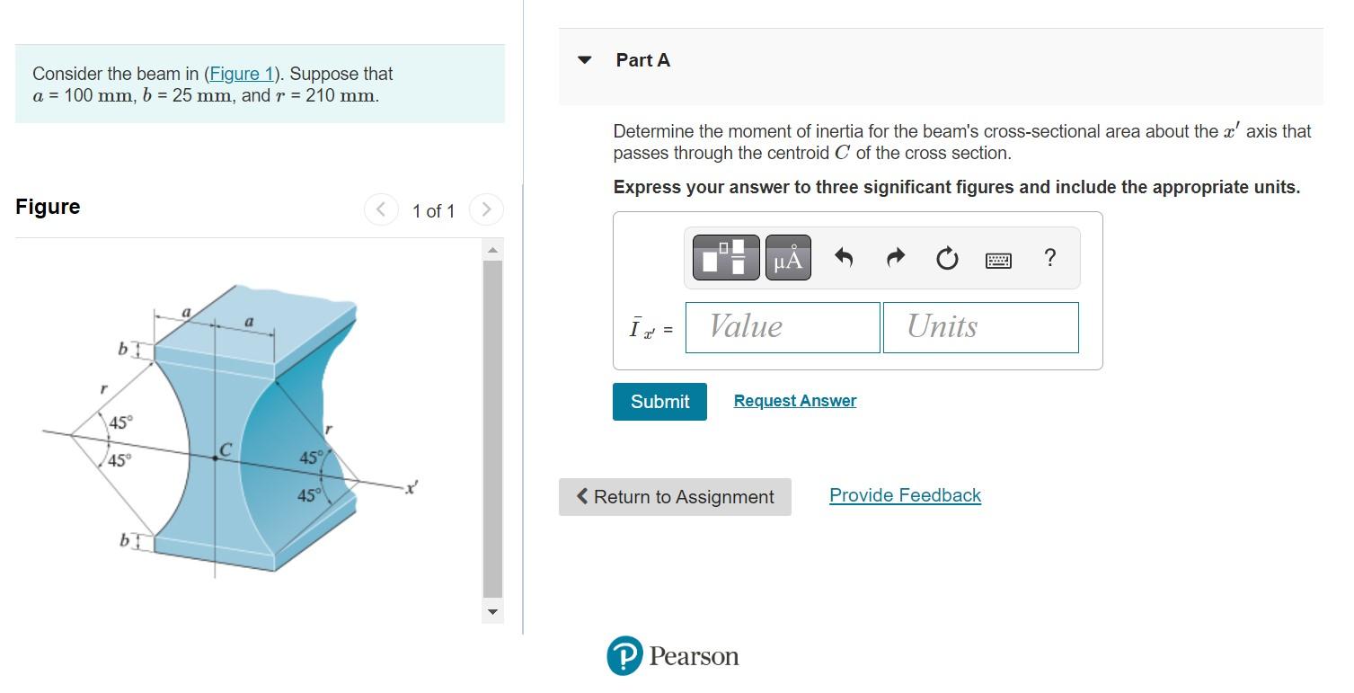 Consider The Beam In Figure 1 Suppose That A 100 Mm B 25 Mm And R 210 Mm Figure R B 45 45 B A 45 45 1 Of 1