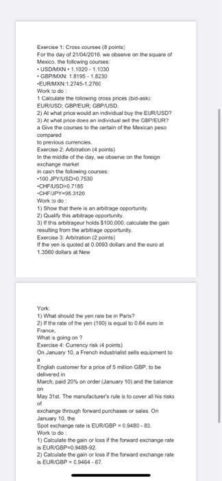 Exercise 1 Cross Courses 8 Points For The Day Of 21 04 2016 We Observe On The Square Of Mexico The Following Courses 1