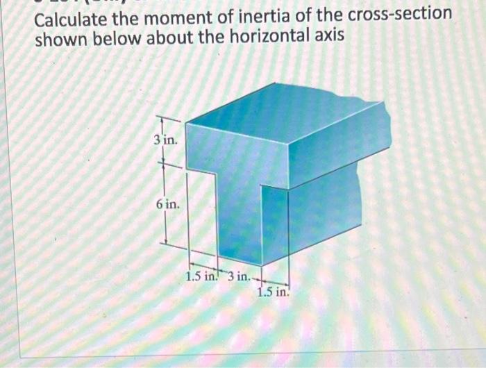 Calculate The Moment Of Inertia Of The Cross Section Shown Below About The Horizontal Axis 3 In 6 In 1 5 In 3 In 1 1