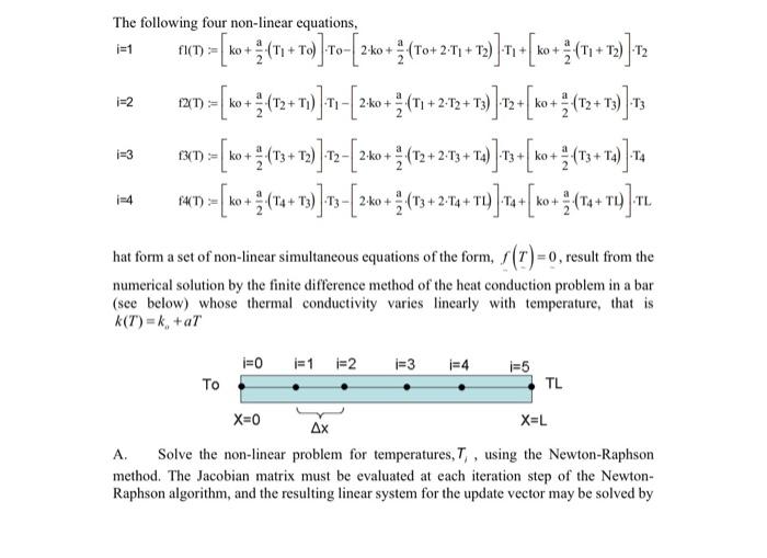 The Following Four Non Linear Equations I 1 I 2 I 3 I 4 Fi T Ko T To To 2 Ko To 2 T T2 T Ko 1
