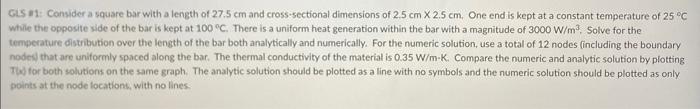 Gls 1 Consider A Square Bar With A Length Of 27 5 Cm And Cross Sectional Dimensions Of 2 5 Cm X 2 5 Cm One End Is Kep 1