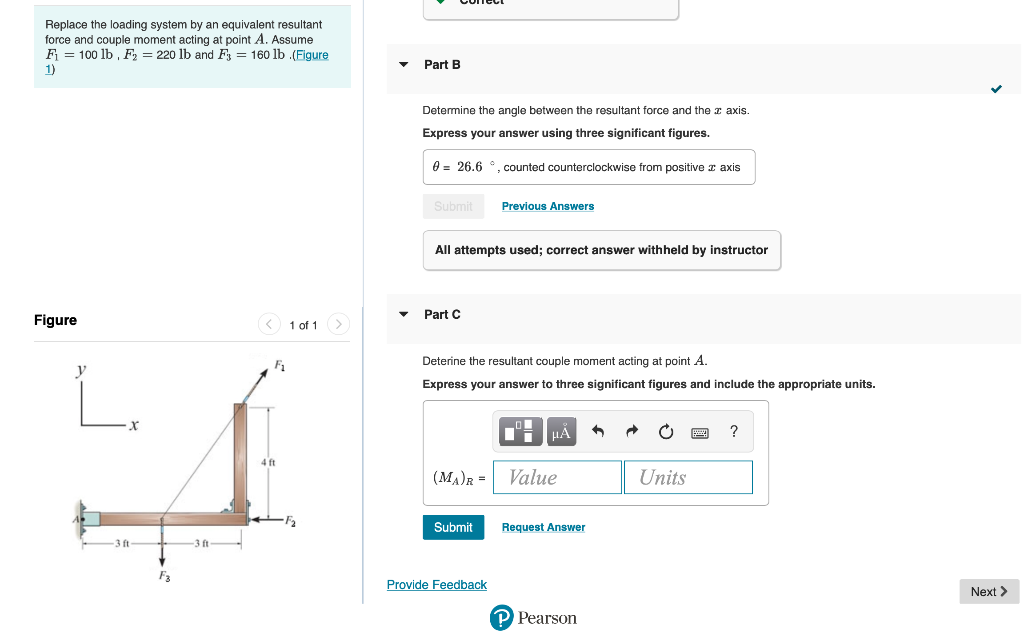 Replace The Loading System By An Equivalent Resultant Force And Couple Moment Acting At Point A Assume F 100 Lb F 2 1