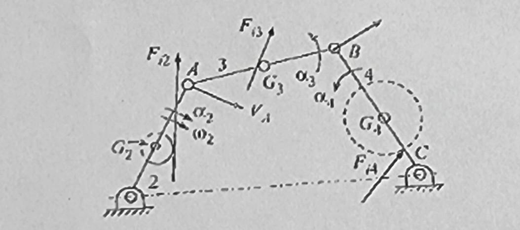 Case 1 Dynamic Analysis Forces Is Needed Of A Four Bar Mechanism Shown Below The Velocity And Angular Acceleration 1