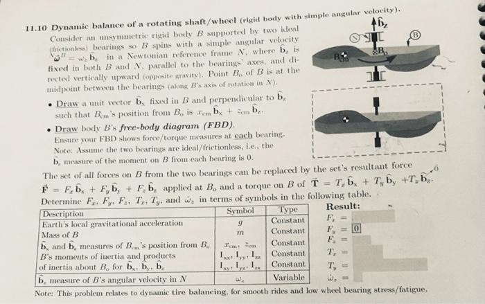 11 10 Dynamic Balance Of A Rotating Shaft Wheel Rigid Body With Simple Angular Velocity Consider An Unsymmetric Rigid 1