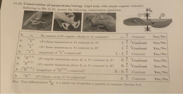11 11 Conservation Of Momentum Energy Rigid Body With Simple Angular Velocity Referring To Hw 11 10 Answer The Follow 1