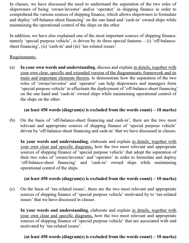 In Classes We Have Discussed The Need To Understand The Separation Of The Two Roles Of Shipowners Of Being Owner Inves 1
