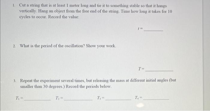A Simple Pendulum Takes The Same Amount Of Time To Complete Each Cycle Of Its Motion When Considering What Could Affect 4