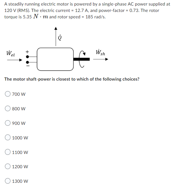 A Steadily Running Electric Motor Is Powered By A Single Phase Ac Power Supplied At 120 V Rms The Electric Current 1
