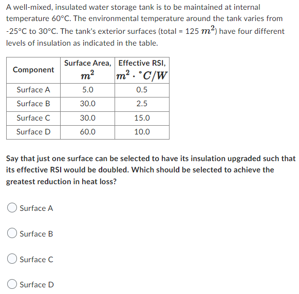 A Well Mixed Insulated Water Storage Tank Is To Be Maintained At Internal Temperature 60 C The Environmental Temperatu 1
