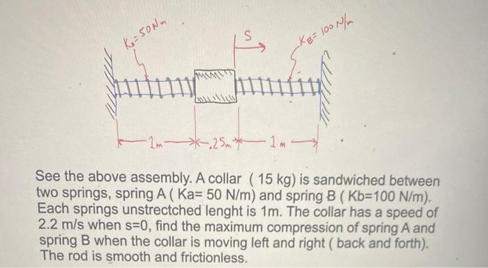 K Son S Kb 100 N M 25m 1 M See The Above Assembly A Collar 15 Kg Is Sandwiched Between Two Springs Spring A 1