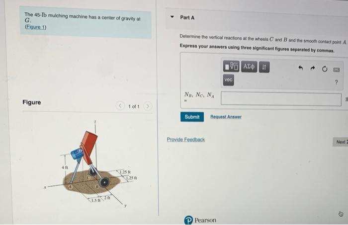The 45 Lb Mulching Machine Has A Center Of Gravity At G Figure 1 Figure 481 150 20 125 1 Of 1 125 Part A Determine Th 1