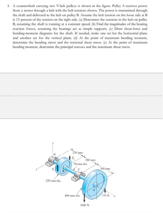 3 A Countershaft Carrying Two V Belt Pulleys Is Shown In The Figure Pulley A Receives Power From A Motor Through A Bel 1