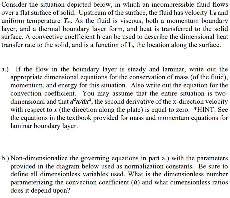 Consider The Situation Depicted Below In Which An Incompressible Fluid Flows Over A Flat Surface Of Solid Upstream Of 1
