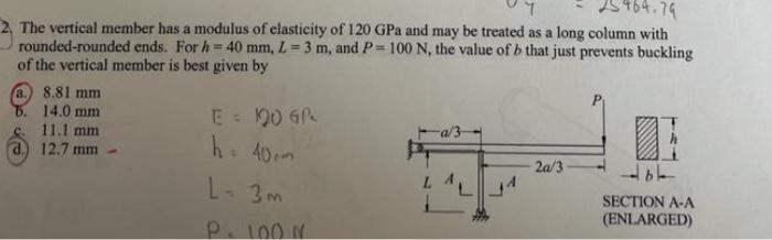 764 79 2 The Vertical Member Has A Modulus Of Elasticity Of 120 Gpa And May Be Treated As A Long Column With Rounded Ro 1