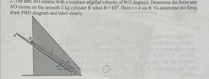 The Arm Au Rotates With A Constant Angular Velocity Of 6 2 Degree S Determine The Force Arm Ao Exerts On The Smooth 2 1