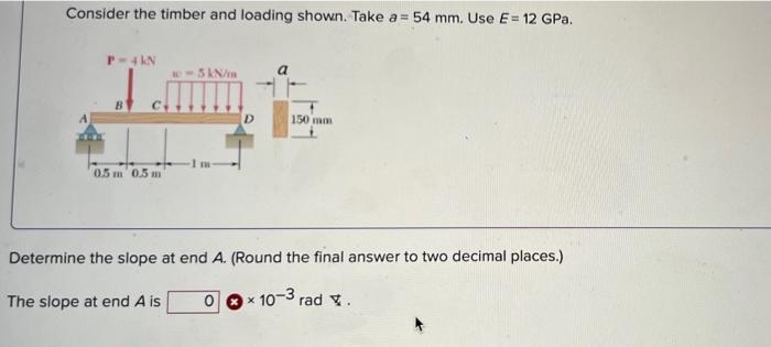 Consider The Timber And Loading Shown Take A 54 Mm Use E 12 Gpa P 4 Kn At 0 5 M 0 5 M 5 Kn M 150 Mm Determine The 1